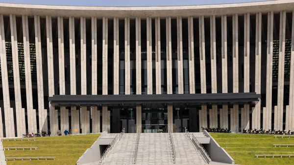 The entrance of an Italian public administration building, where the Register of Companies sits